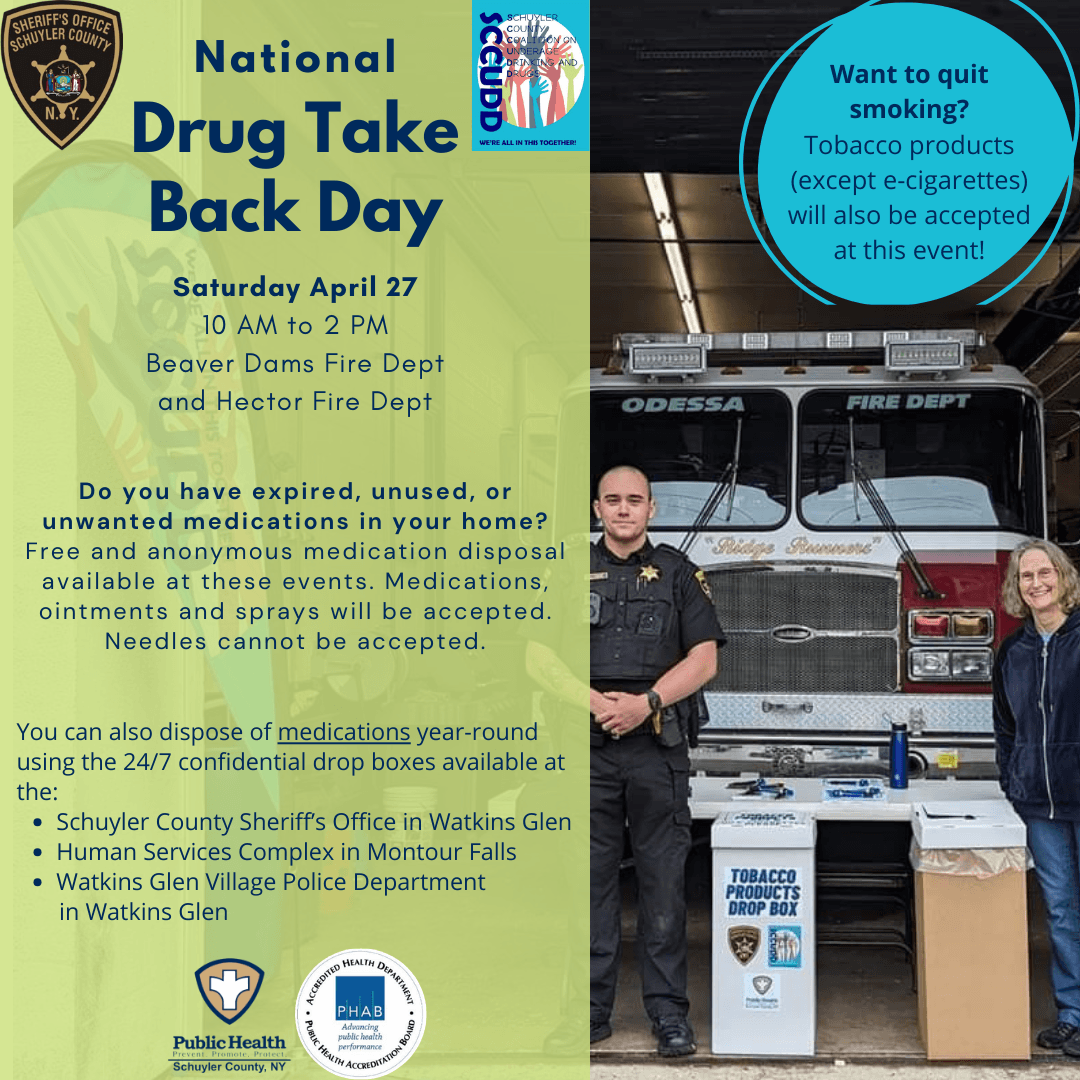 Flyer with information about when and where the events are