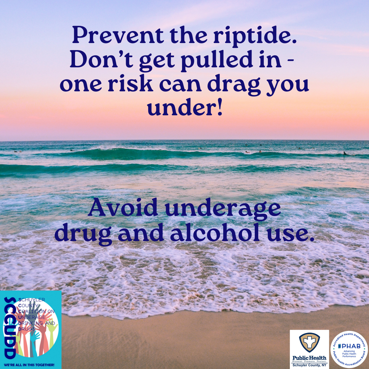 Image of the ocean with campaign slogan on it.