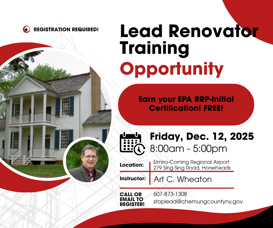 Image of large house and training instructor with info about the training.